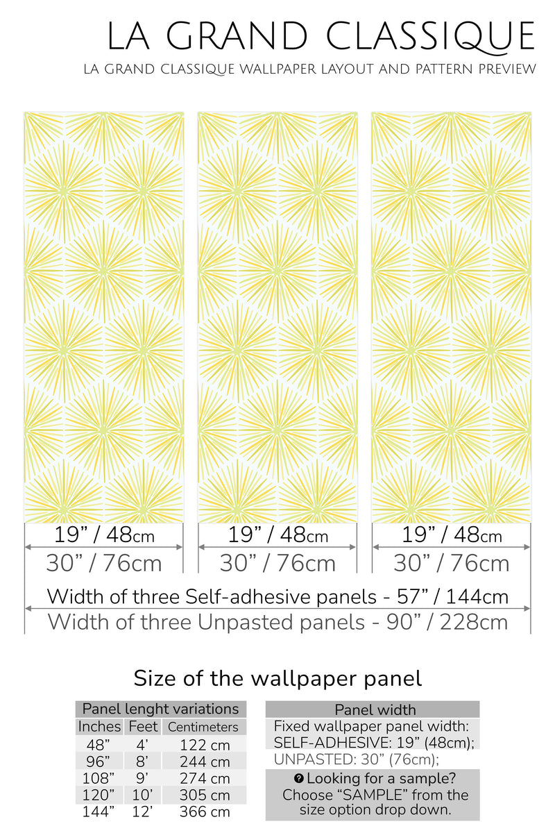 yellow sparks peel and stick wallpaper specifiation