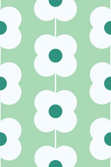 green retro floral line wallpaper pattern repeat