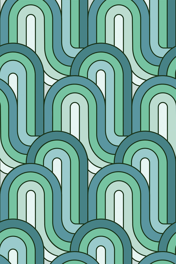 green retro wave wallpaper pattern repeat