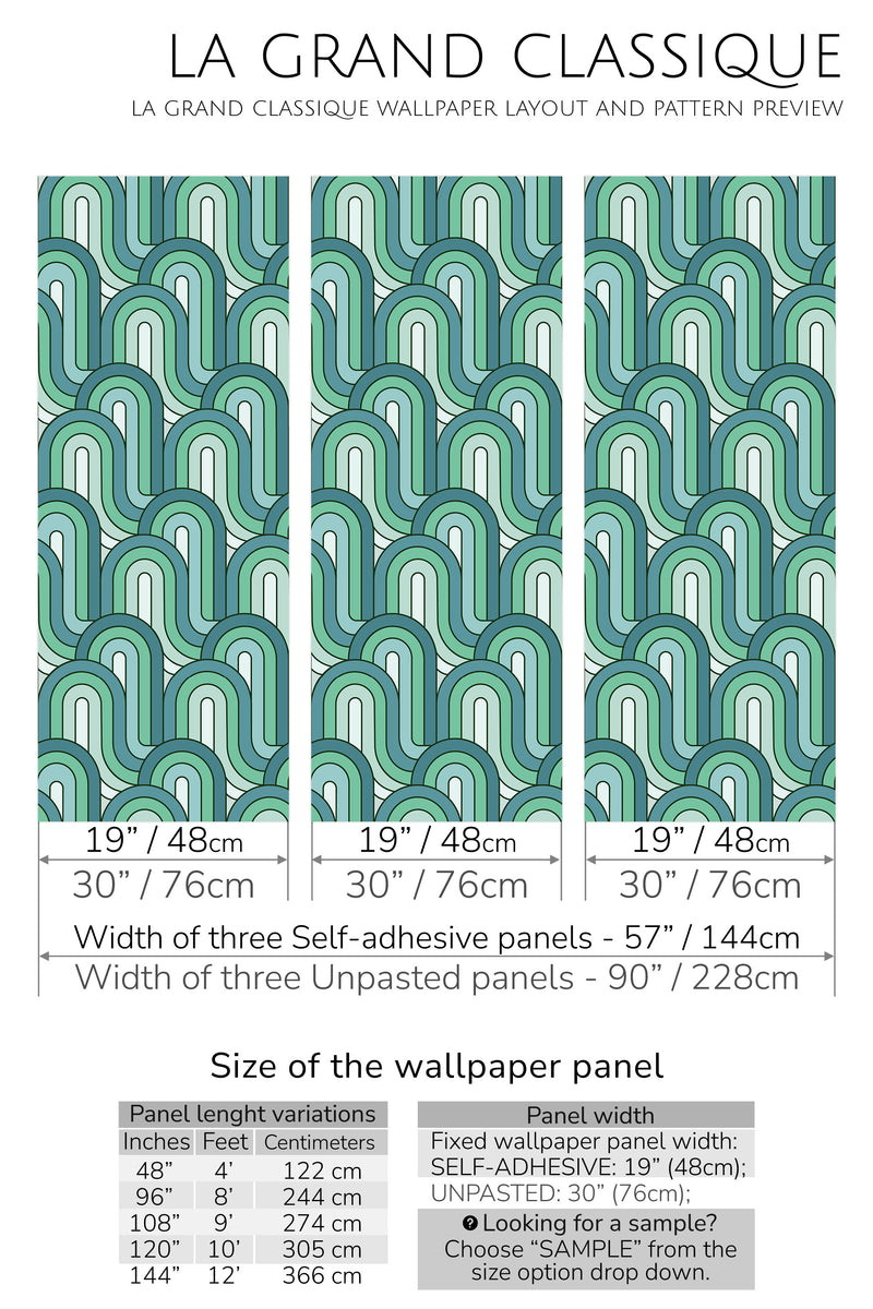 green retro wave peel and stick wallpaper specifiation