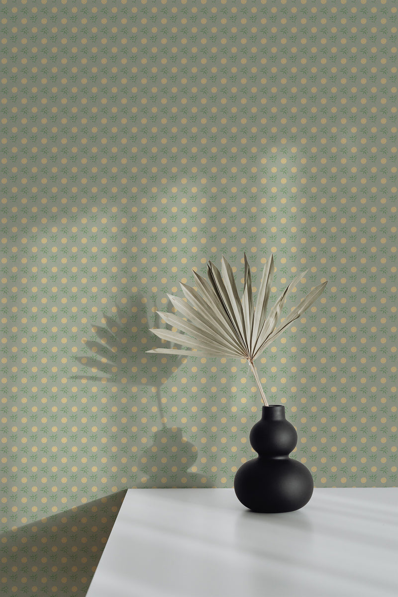 wallpaper peel and stick accent wall clementine pattern decorative vase plant