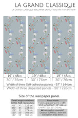 flower drawing peel and stick wallpaper specifiation