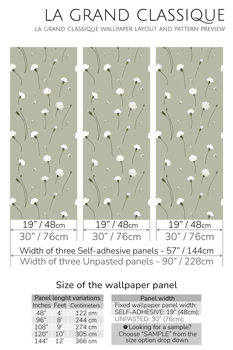 carnation flowers peel and stick wallpaper specifiation