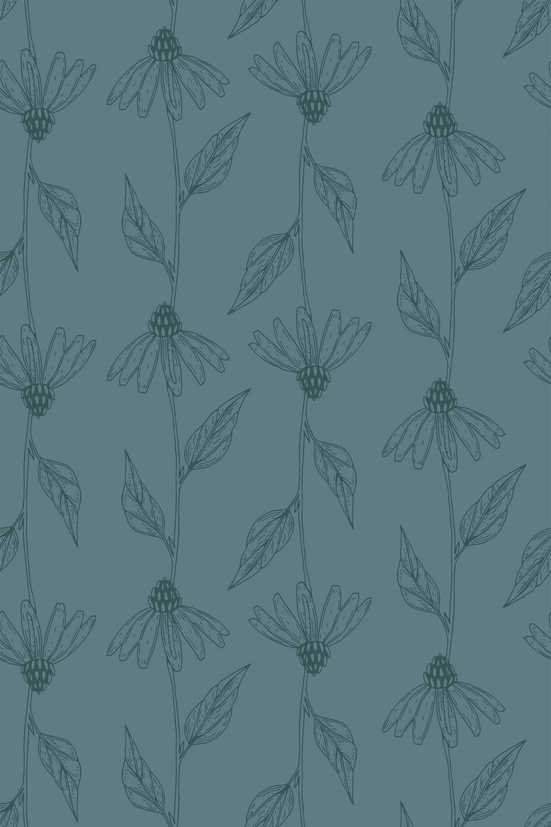 daisy line art wallpaper pattern repeat