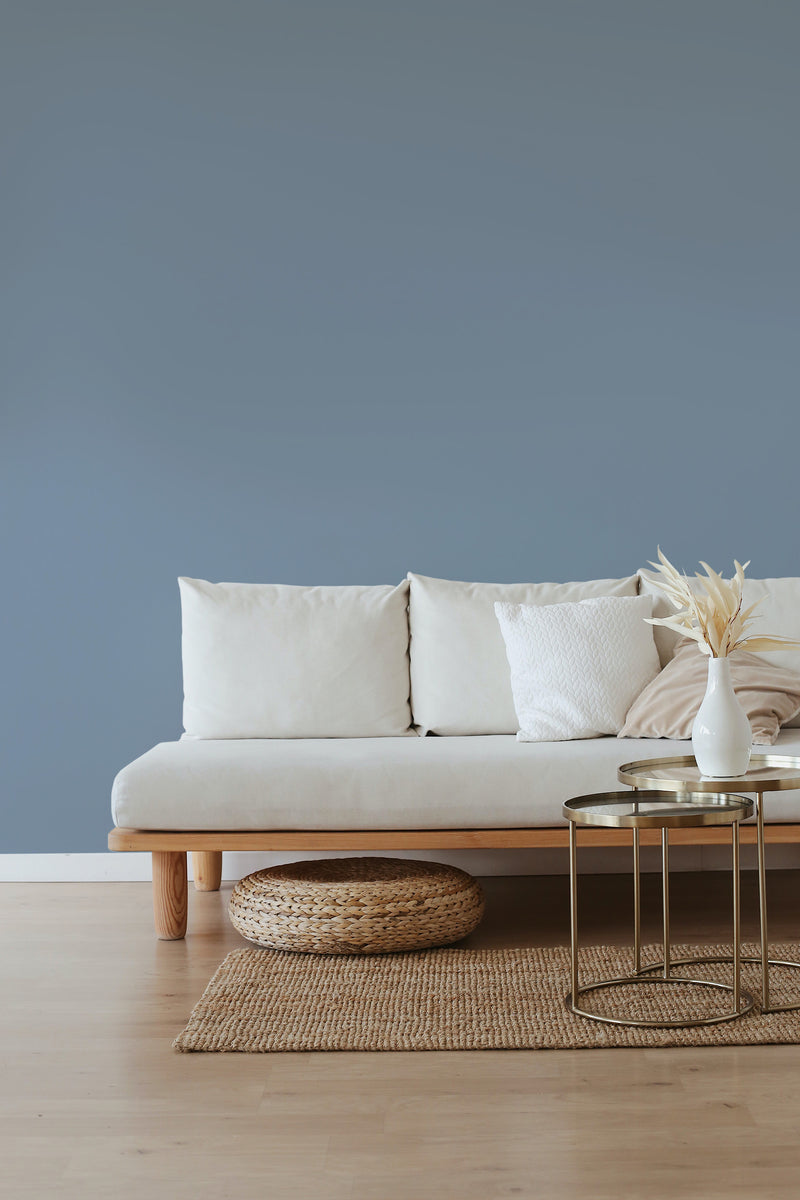 self stick wallpaper solid dusty blue pattern living room elegant sofa coffee table