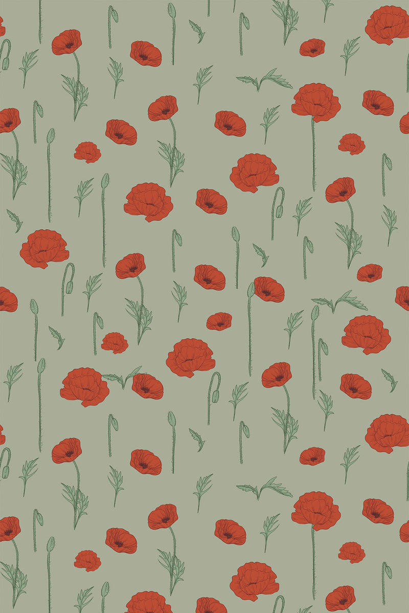 poppy meadow wallpaper pattern repeat