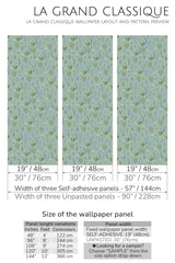 blue floral meadow peel and stick wallpaper specifiation