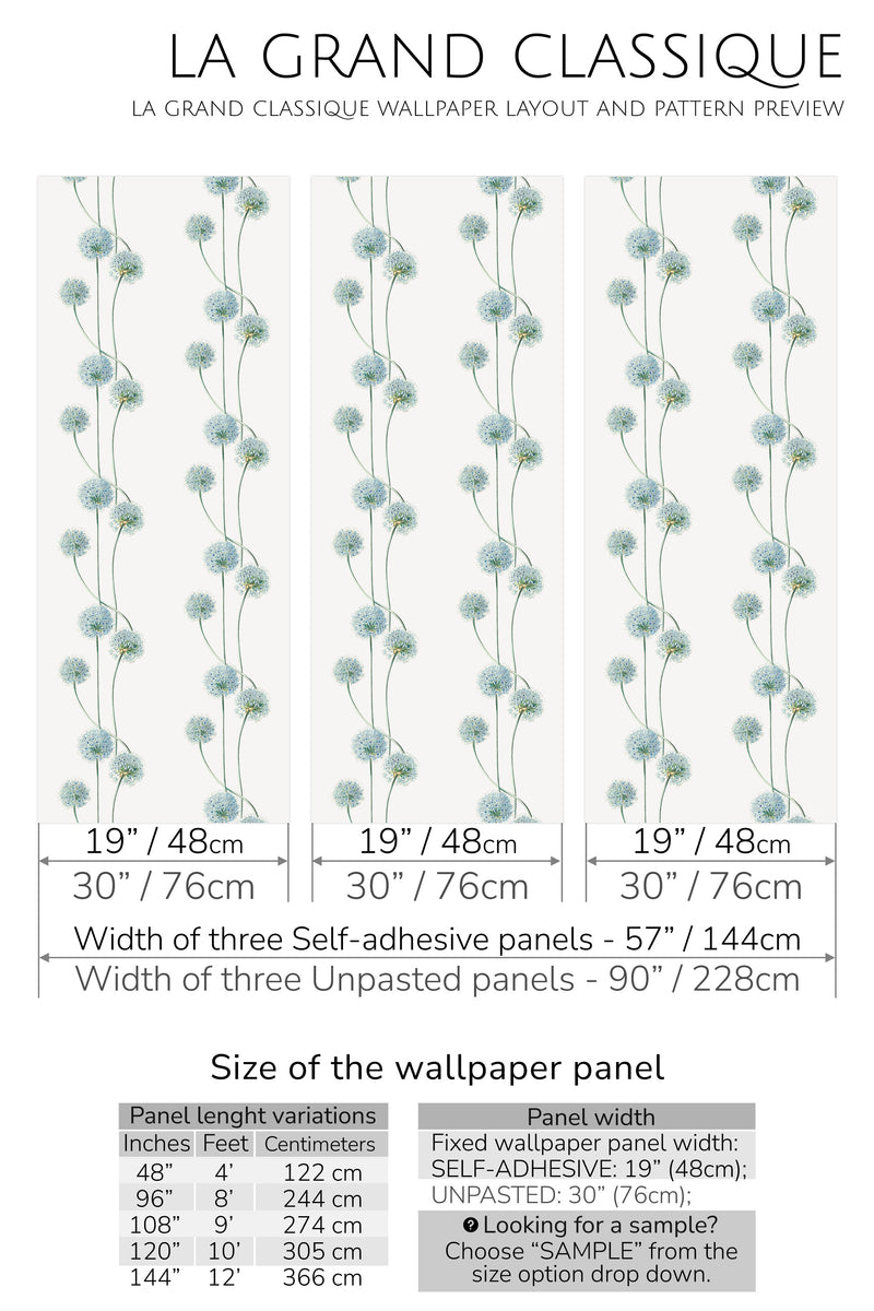 dandelion stripes peel and stick wallpaper specifiation
