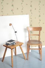 wooden table chair decorative plant blank canvas tiny vine roses self adhesive wallpaper