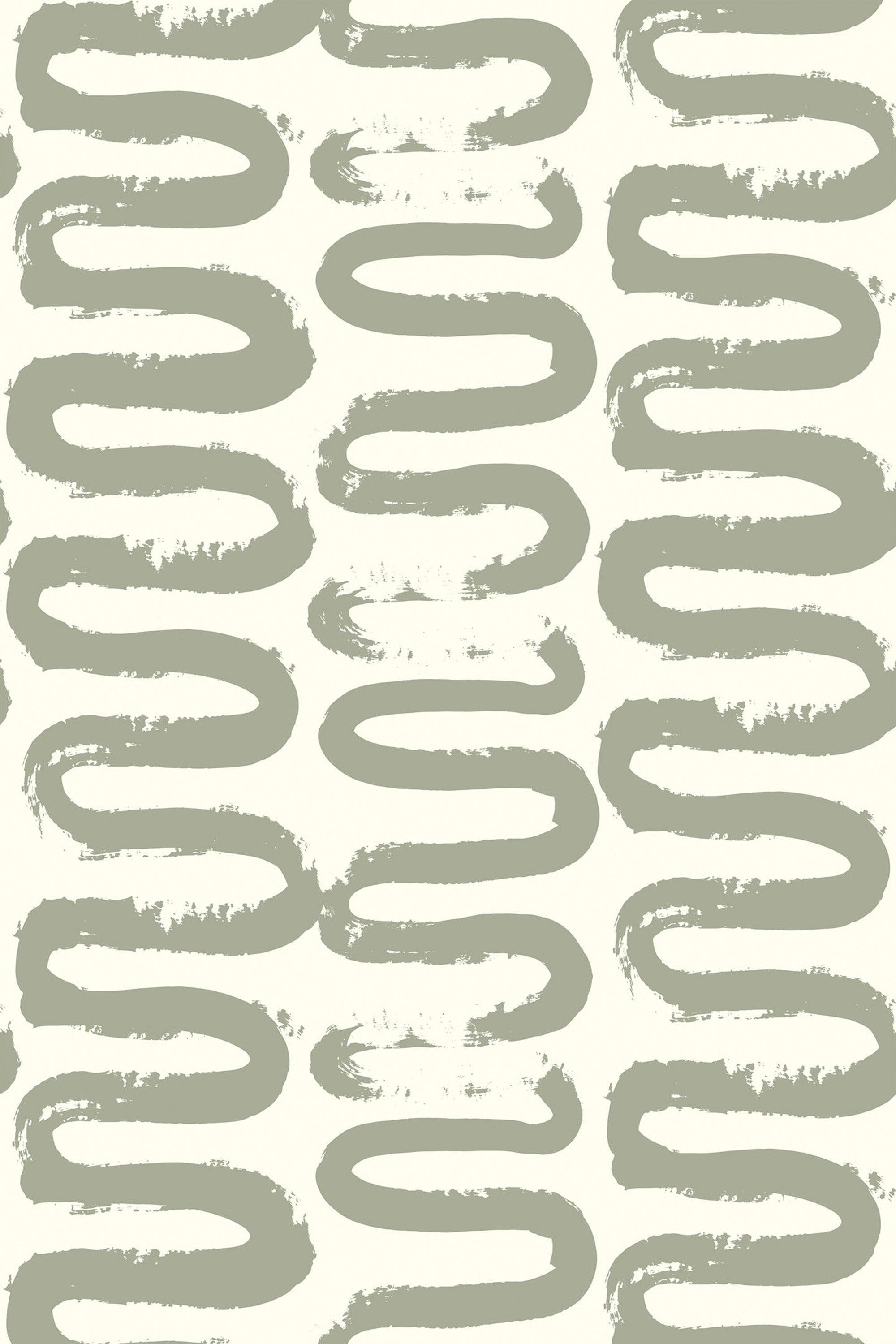 A wallpaper design with irregular, wavy brushstroke patterns in a vertical, repeating pattern on a light background. Peel and stick removable wallpaper.