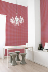 self adhesive wallpaper red houndstooth pattern dining room table chandelier home decor
