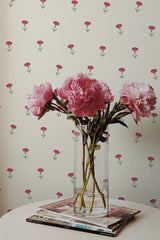 peonies magazines coffee table modern interior tiny vintage roses wall paper peel and stick