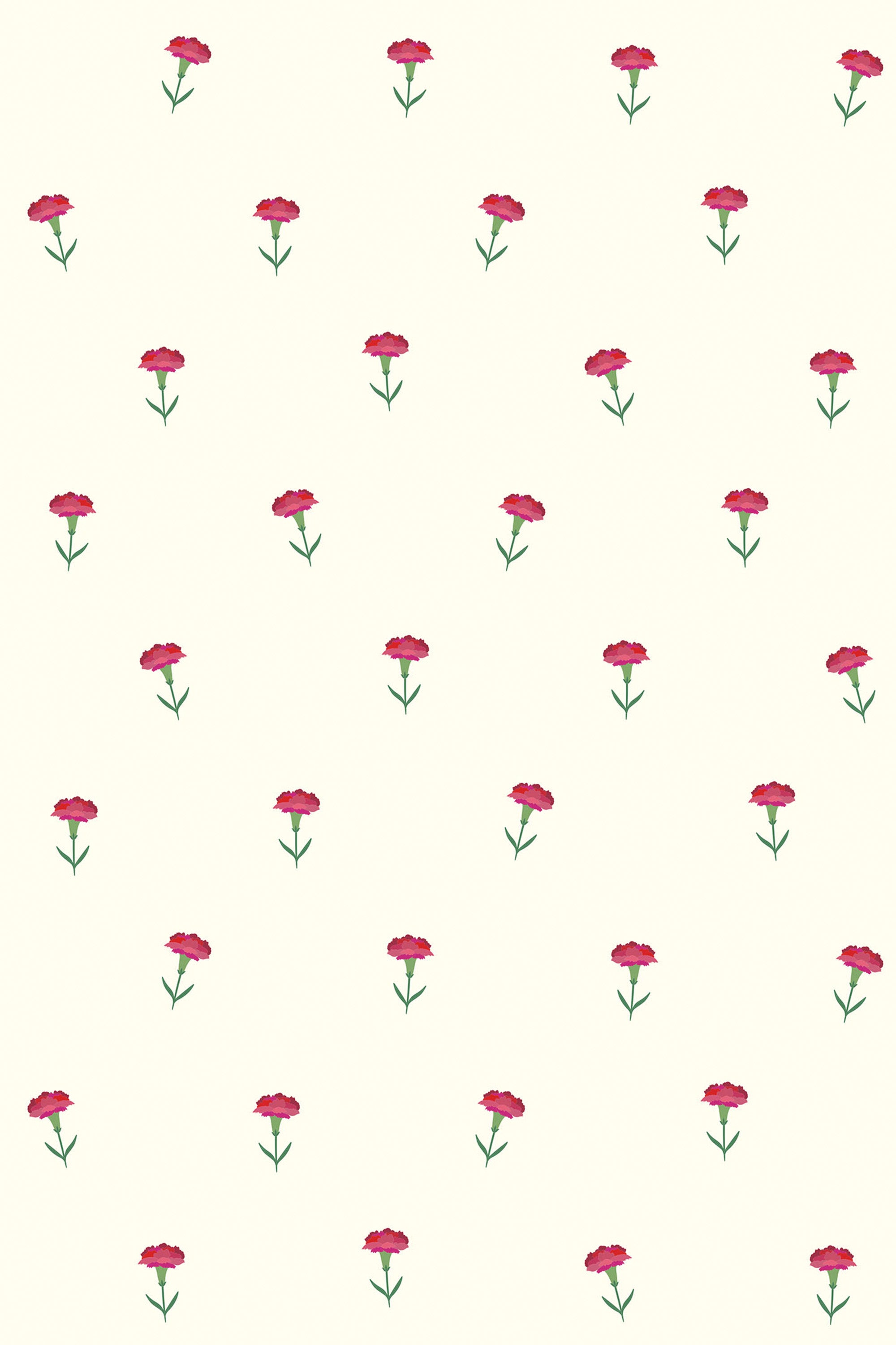 Pattern of small vintage pink roses on a light background, evenly spaced in a repeating design, peel and stick removable wallpaper.