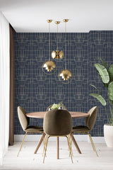 modern dining area velour chair plant the great gatsby geometric accent wall