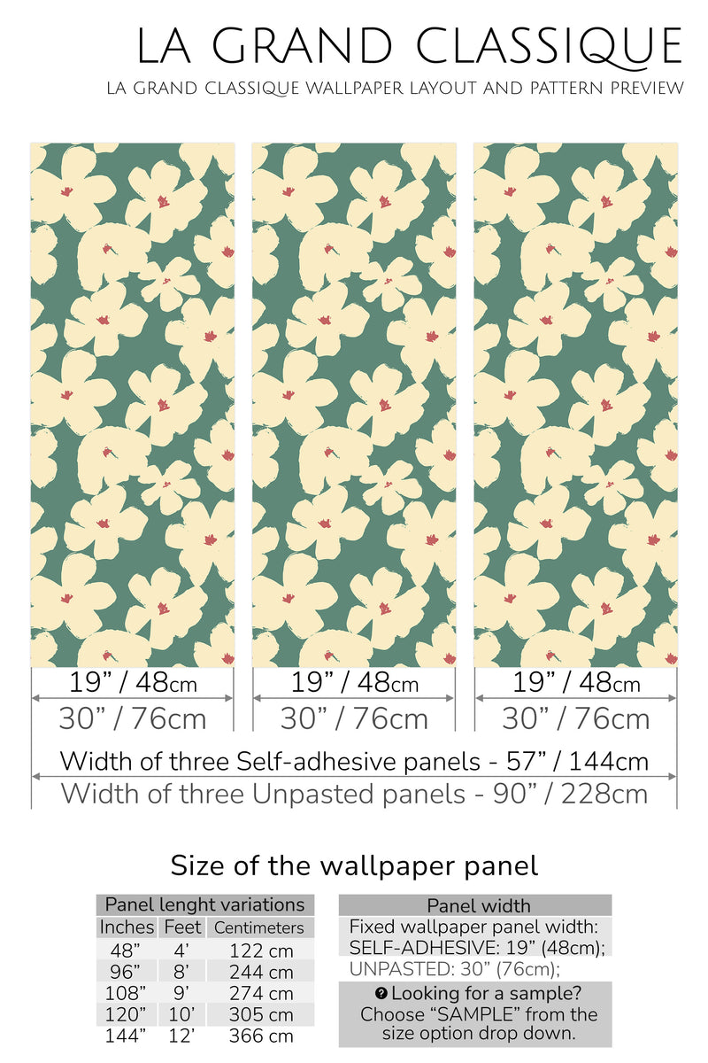 floral sage nursery peel and stick wallpaper specifiation