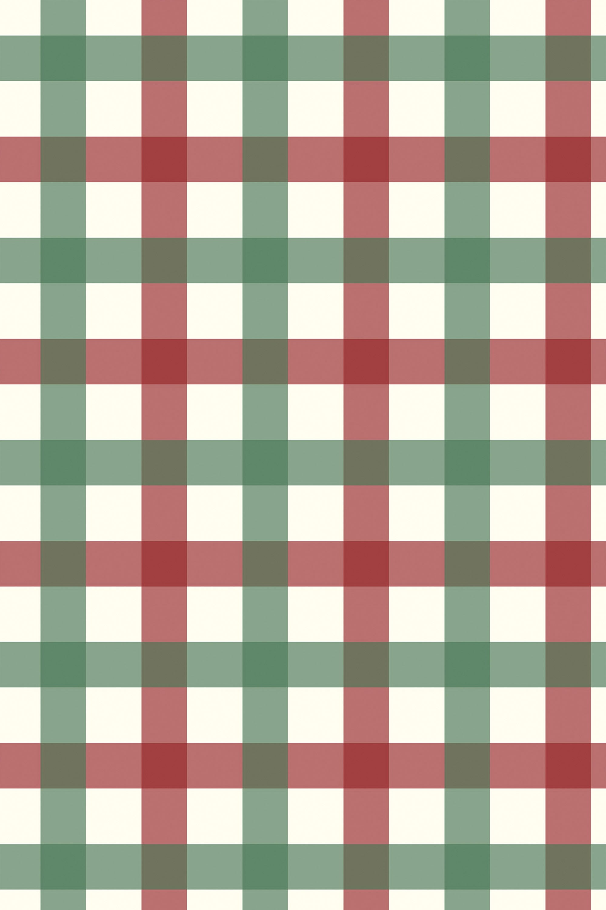 A pattern of vertical and horizontal stripes in autumn hues of green, red, and beige, forming a plaid design on peel and stick removable wallpaper.