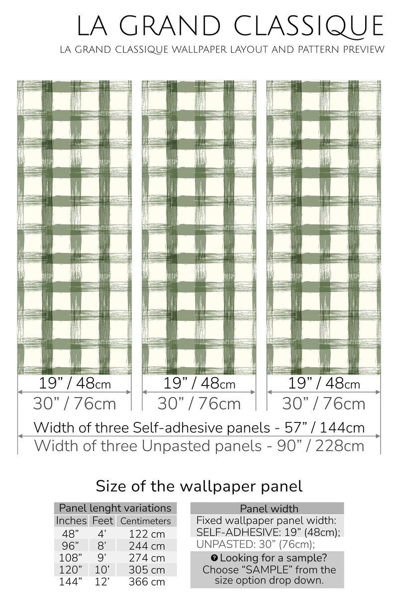 farmhouse plaid peel and stick wallpaper specifiation