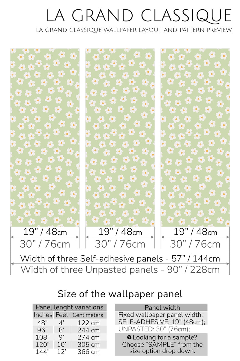 small little daisies peel and stick wallpaper specifiation