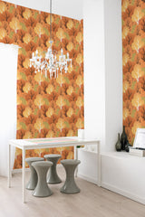 self adhesive wallpaper autumn forest pattern dining room table chandelier home decor