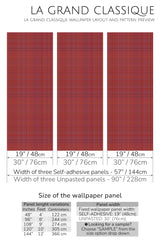 classic red plaid peel and stick wallpaper specifiation