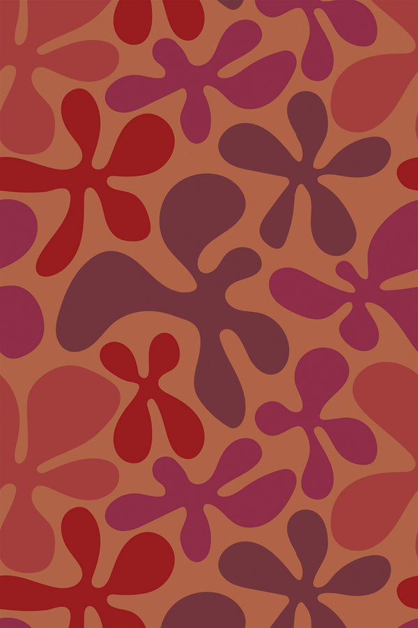 red floral shapes wallpaper pattern repeat