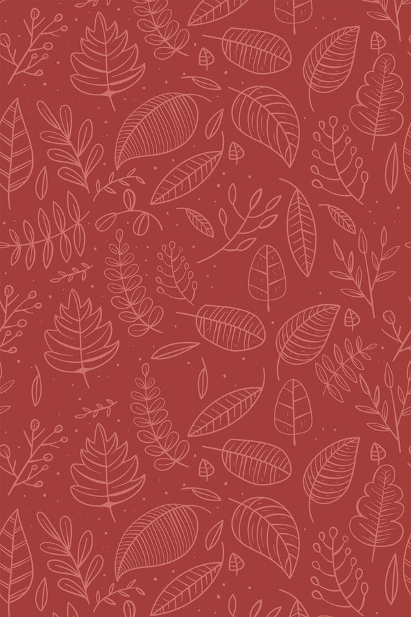 autumn leaves line art wallpaper pattern repeat