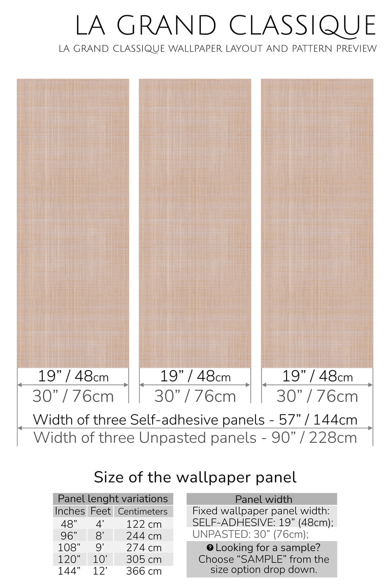 faux tweed fabric peel and stick wallpaper specifiation