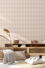 living room rattan furniture decorative plant neutral floral diamond wall decor