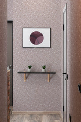 wallpaper pinkish delicate flowers pattern hallway entrance minimalist decor artwork interior