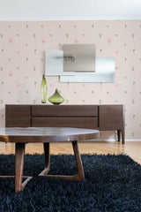 contemporary living room dark wood furniture nursery roses peel and stick wallpaper