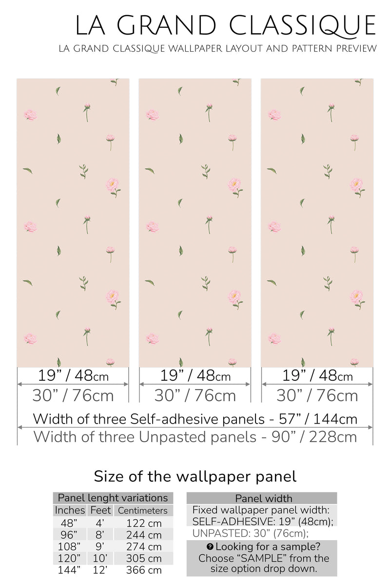 nursery roses peel and stick wallpaper specifiation