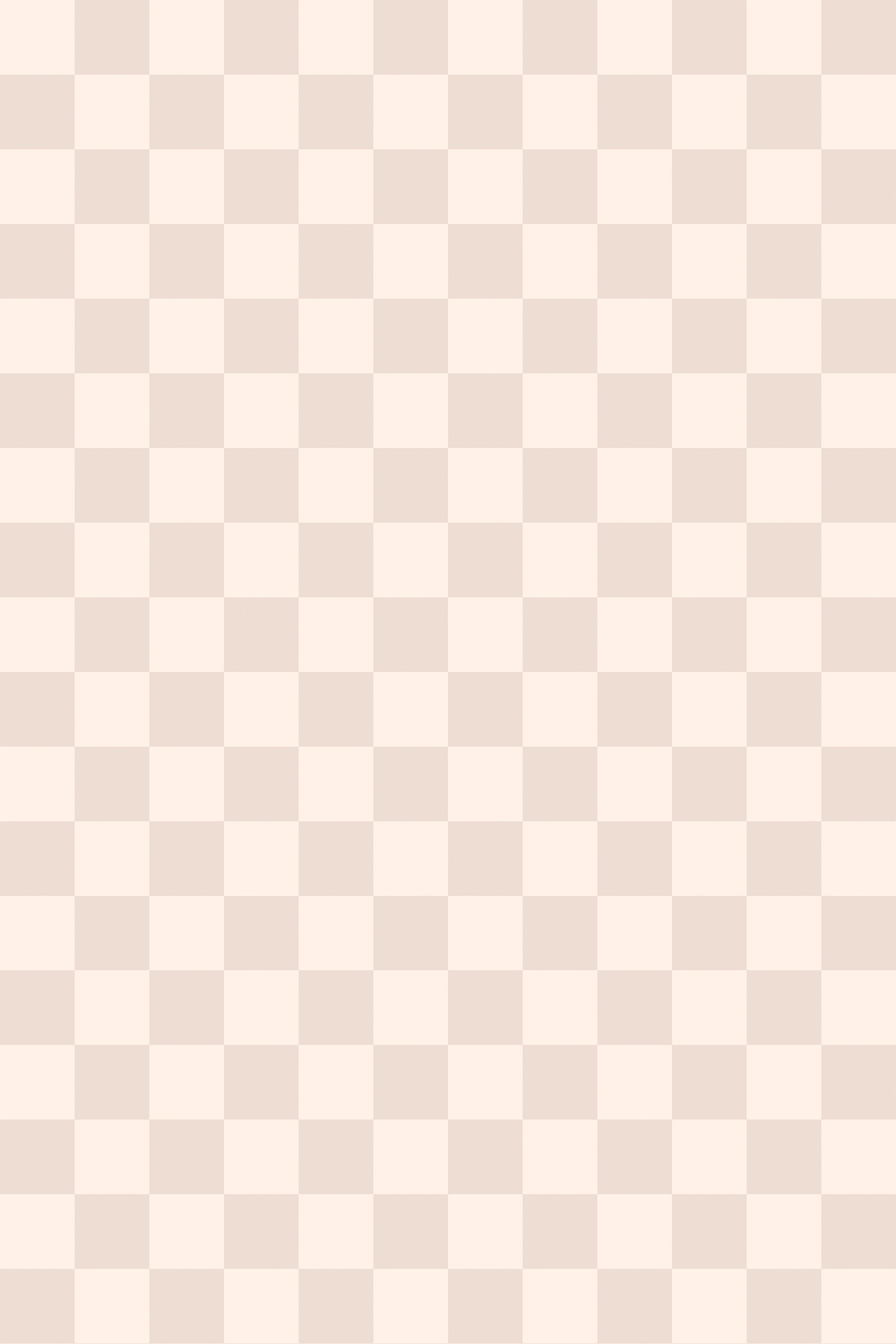 A seamless pattern of beige and cream-colored checkered squares on a peel and stick removable wallpaper.