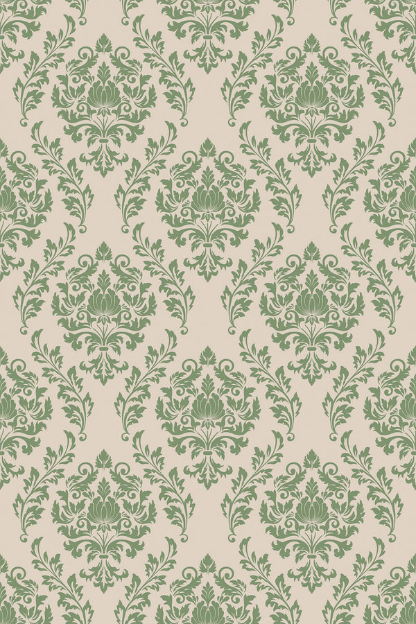 green damask wallpaper pattern repeat