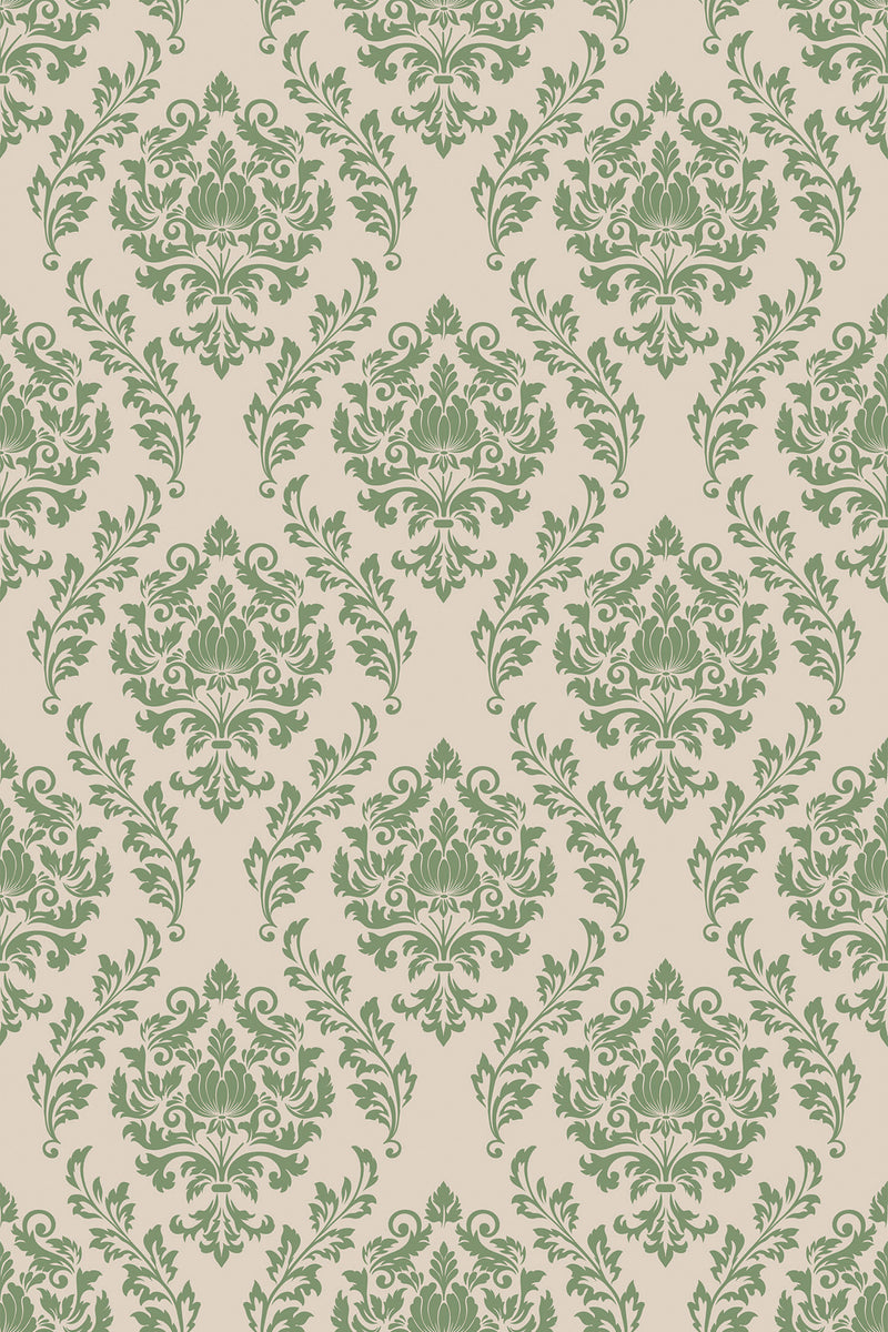 green damask wallpaper pattern repeat