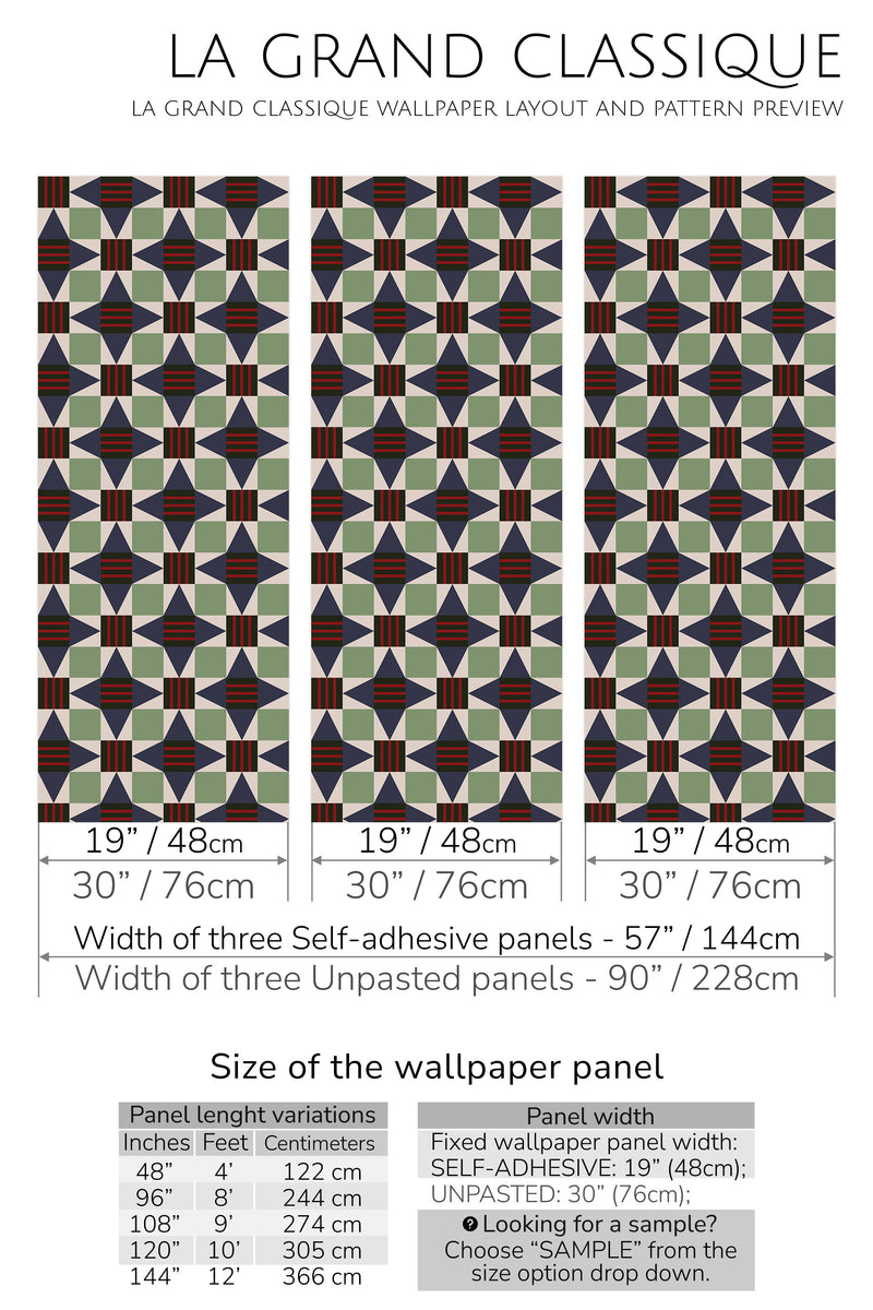 geometrical star tile peel and stick wallpaper specifiation