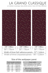 dark burgundy flowers peel and stick wallpaper specifiation