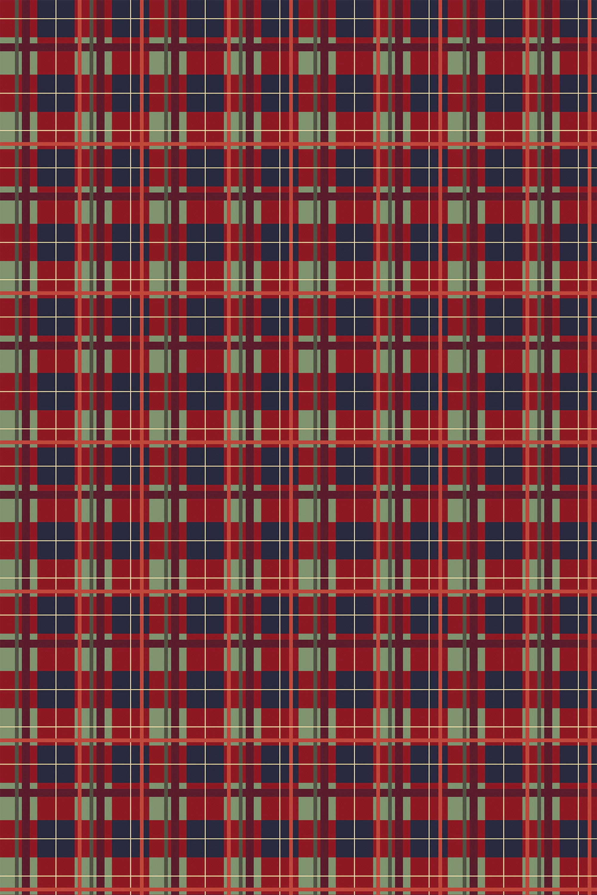 Burgundy plaid pattern with intersecting lines of blue, green, and red on a dark background for peel and stick removable wallpaper.