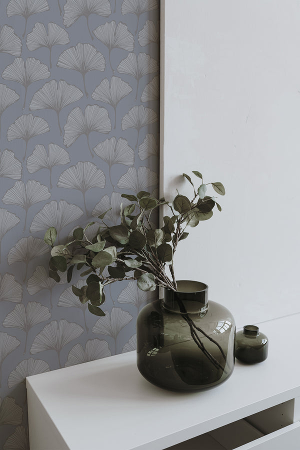 home decor plant decorative vase living room gray aesthetic gingko pattern