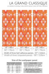 orange retro circles peel and stick wallpaper specifiation
