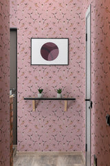 wallpaper pink inclusive ballerina pattern hallway entrance minimalist decor artwork interior