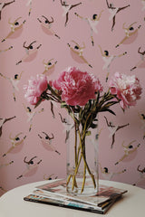 peonies magazines coffee table modern interior pink inclusive ballerina wall paper peel and stick