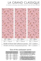 pink inclusive ballerina peel and stick wallpaper specifiation