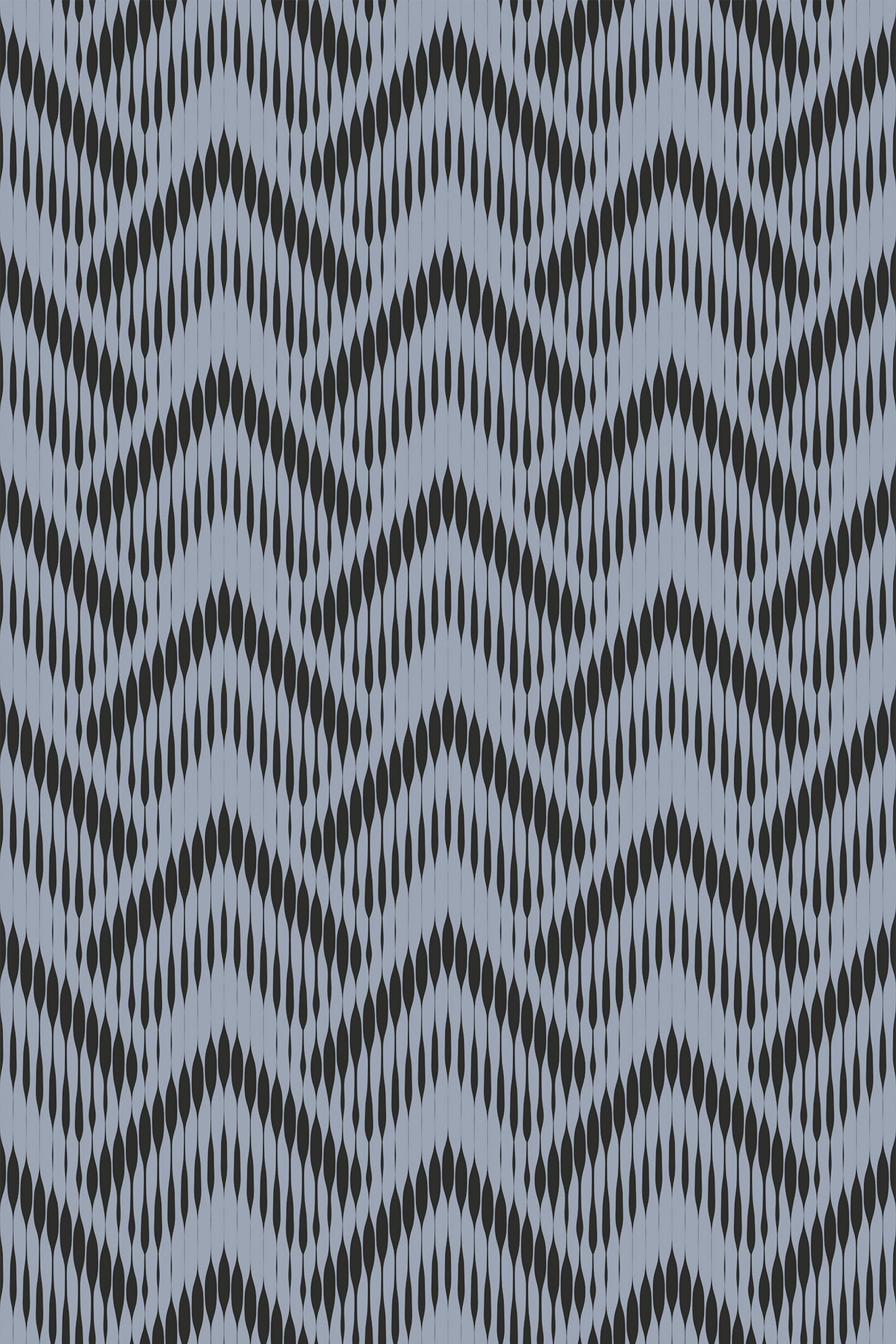 Blue and black abstract chevron pattern with alternating zigzag and dotted lines on a peel and stick removable wallpaper.