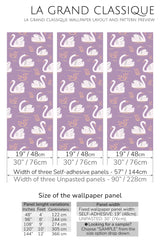 purple swan peel and stick wallpaper specifiation