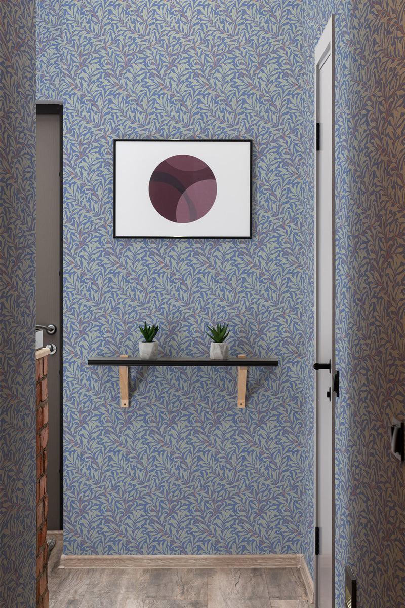 wallpaper elegant branch pattern hallway entrance minimalist decor artwork interior