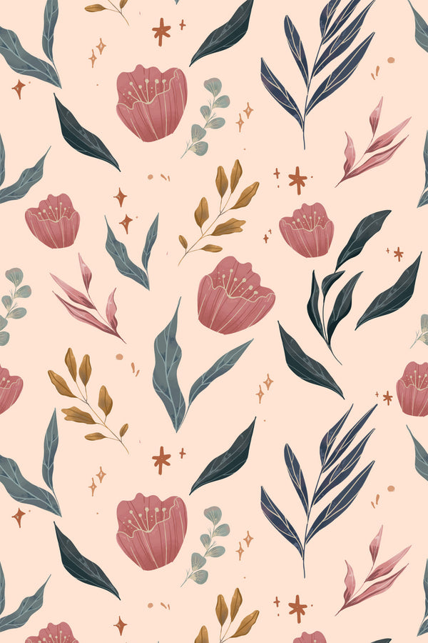 peachy bouquet wallpaper pattern repeat