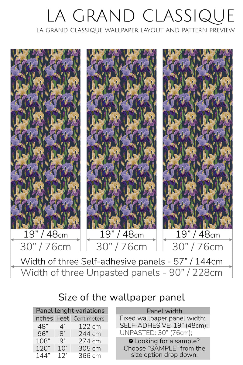 bold iris peel and stick wallpaper specifiation