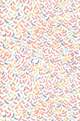 Colorful jellybean-shaped patterns on a white background, arranged in a dense, repeating manner across the surface, known as 'Jellybean' design, peel and stick removable wallpaper.