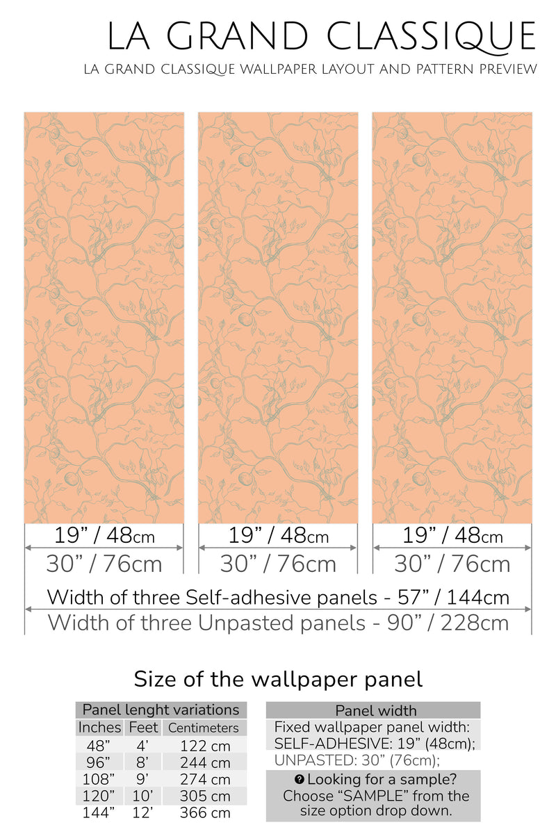 peach japanese tree peel and stick wallpaper specifiation