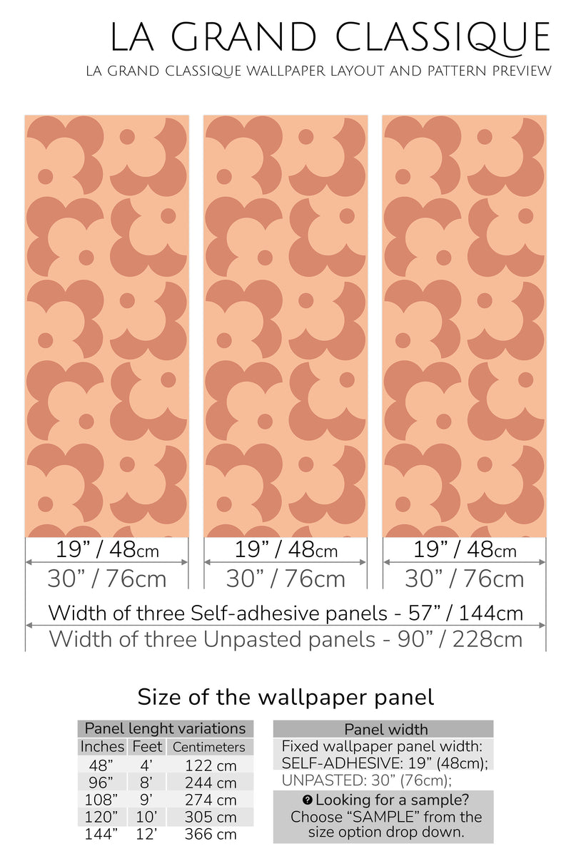 peachy simple retro peel and stick wallpaper specifiation